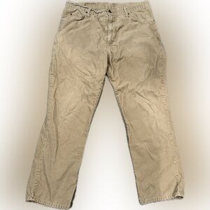 Women’s size 38w x 30L Tan Coloured ORANGE tab Levi’s Corduroy Pants.